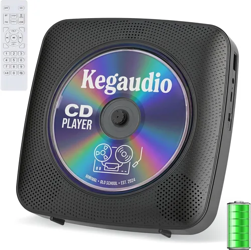 Miniatura 10 de Reproductor de CD portátil Bluetooth recargable: Reproductores de CD para el hogar con 1800mAh Kegaudio Reproductor de CD de escritorio de pared