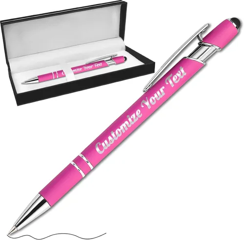 Miniatura 56 de Hasta 500 bolígrafos personalizados a granel con lápiz capacitivo, grabado, juego de bolígrafos con tu nombre, texto para mujeres de negocios