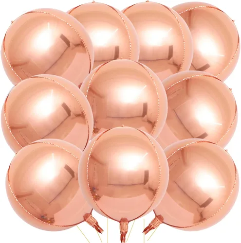 Miniatura 38 de KALOR Globos de papel de aluminio de 22 pulgadas de feliz año nuevo, 10 piezas, globos grandes 4D gigantes redondos de papel de aluminio metálico