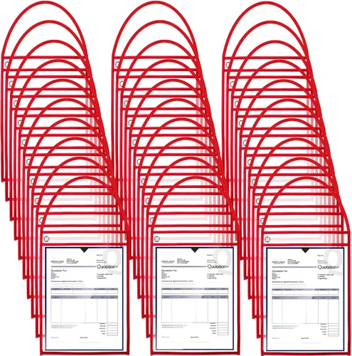 Miniatura 9 de Geyee Paquete de 50 soportes para boletos de trabajo, bolsillos para pedidos de trabajo para manga colgante de 9 x 12 pulgadas, soportes de boletos