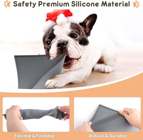 Miniatura 4 de Tapete de comida para perros y gatos para alimentos y agua, tapete de silicona para alimentación de mascotas, tapete para platos de agua para pisos