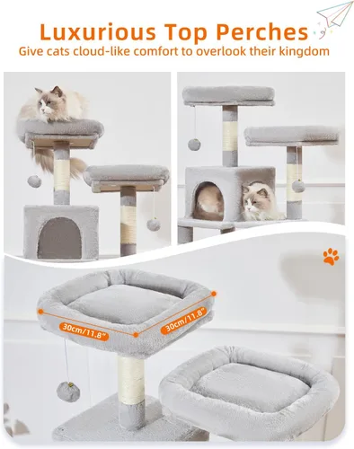 Miniatura 6 de Taoqimiao Árbol para gatos, torre para gatos de 68 pulgadas para gatos de interior, condominio para gatos de varios niveles de felpa con 6 postes