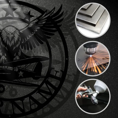 Miniatura 7 de Magilab Placa de pared de avión retro con nombre personalizado, decoración de metal de hierro personalizado, letrero de aviación negro de 8 a 30
