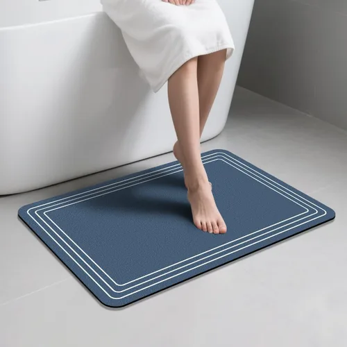 Tapete de baño antideslizante, de 17 x 28 pulgadas, delgado, de secado rápido, absorbente, lavable, para suelo de baño, ducha, fregadero, uso Azul