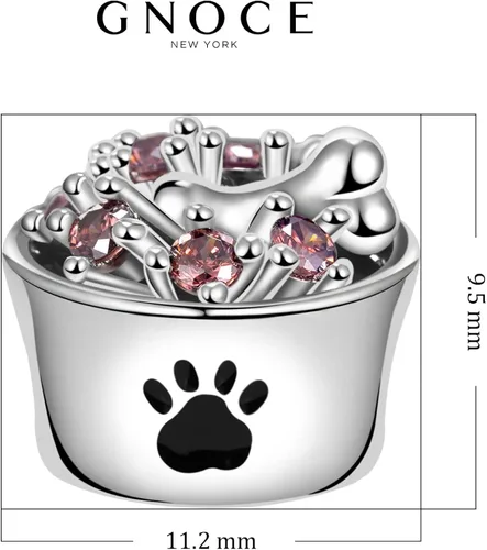 Miniatura 7 de GNOCE Abalorio de plata de ley 925 con forma de cuenco de comida para mascotas, se adapta a pulseracollar, regalo de joyería para mujeres, niñas