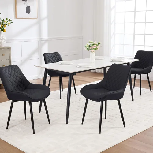 Miniatura 20 de Silla de Comedor, Sillas de Comedor Modernas con Cojines Gruesos, Sillas de Comedor de Cocina y Salón Tapizadas en Cuero Sintético con Patas Negro
