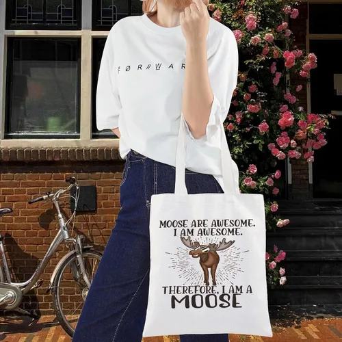 Miniatura 6 de LEVLO Bolsa de maquillaje cosmético de alce - Bolsa con cremallera para fanáticos de alce, Bolso con texto "I Am a Moose