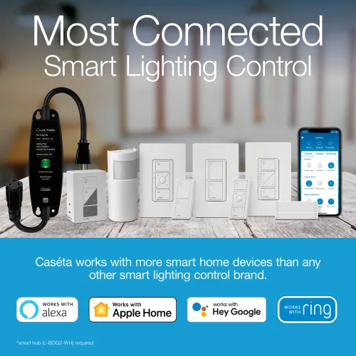 Miniatura 3 de Lutron Caseta - Interruptor de atenuación inteligente original (requiere Lutron Smart Hub), para luces LED, 150 vatios, un solo polo/3 vías, no Negro