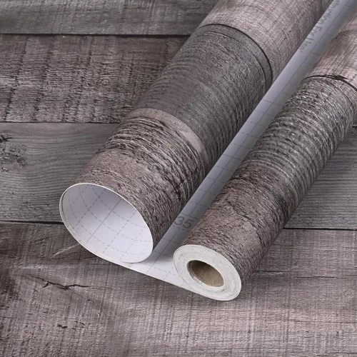 Miniatura 9 de WENMER Papel tapiz de veta de madera rústica marrón gris, 17.71 x 394 pies, despegar y pegar, autoadhesivo, impermeable, fácil de instalar