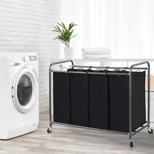 Miniatura 6 de STORAGE MANIAC Clasificador de Ropa Sucia de 4 Secciones, Cesto de Ropa Sucia de 47.8 Galones (181 L) con Ruedas, Clasificador de Cestas Divisoras
