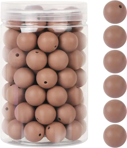 Miniatura 26 de EVERMARKET - 110 cuentas focales de silicona, cuentas de silicona de 0.59 pulgadas para hacer llaveros, cuentas redondas de silicona a granel