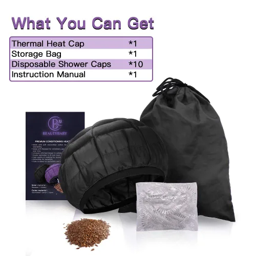 Miniatura 7 de Gorro térmico de acondicionamiento profundo, sin cordón, 100% algodón natural, semillas de linaza, tratamiento interior de microondas, tapa caliente