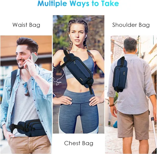 Miniatura 6 de AGPTEK Fanny Pack for Women Men, RFID Large Capacity Waist Wallet Bag, Adjustable & Waterproof Bum Belt Pouch for Travel, Running, Shopping, Hiking