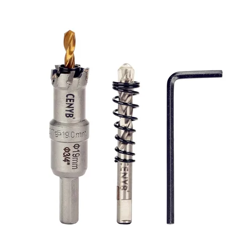 Miniatura 42 de 10 piezas (16-54 mm) Kit de sierra perforadora de carburo TCT para metales duros. Incluye 2 brocas de titanio, 1 broca piloto escalonada y 2 llaves