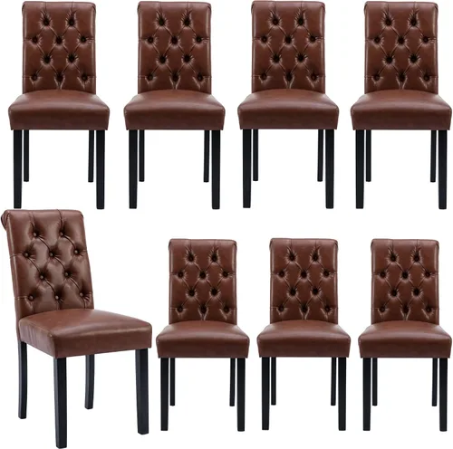 Miniatura 24 de Juego de 2 sillas de comedor de terciopelo tapizadas, modernas sillas decorativas copetudas, sillas laterales Parsons de madera para el hogar, negro