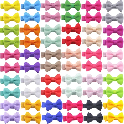 Lazos para el pelo para niñas pequeñas: clips forrados con cinta de grogrén de 1.8 in, 60 piezas (30 pares)