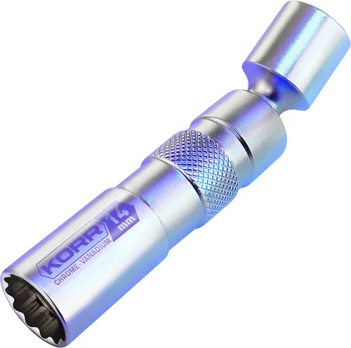 KORR Tools KSI004 0.551 in pared delgada magnética 3/8 pulgadas Drive 12 puntos giratorio bujía zócalo