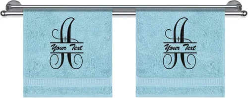 Miniatura 7 de Toallas con monograma, calidad de hotel y spa, supersuaves, altamente absorbentes, 100% algodón turco auténtico, juego de 2 toallas de baño