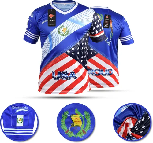 Miniatura 4 de Fury Camiseta de fútbol con la bandera de Guatemala y Estados Unidos - Camiseta Guatemala - Camiseta Guatemala Jersey HombresHombreMujerUnisex