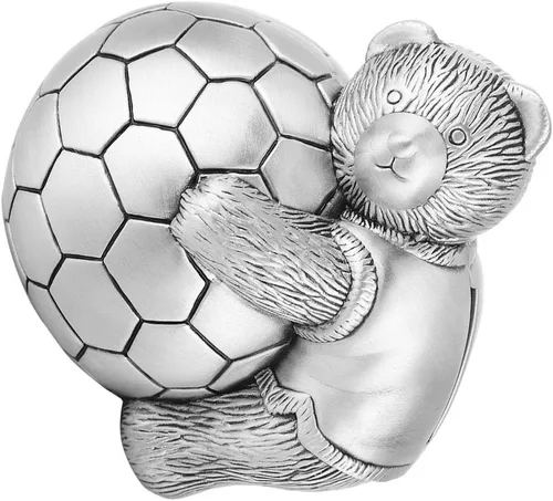 Miniatura 4 de Hucha de metal con diseño de oso pequeño con caja de dinero de fútbol, hucha de ahorro para decoración del hogar para niños