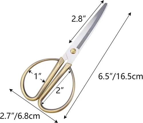 Miniatura 3 de NatSumeBasics Tijeras doradas de 6.5 pulgadas, tijeras de sastre vintage de acero inoxidable, tijeras de modista de tela profesional para escuela