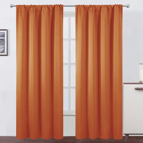Miniatura 59 de LEMOMO Cortinas opacas negras para cocina, 42 x 45 pulgadas, juego de 2 paneles de cortinas opacas con bolsillo para cortinero para ventana pequeña