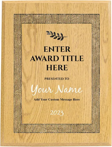 Miniatura 11 de Placa personalizada con acabado de roble de 9 x 12 pulgadas para premios y reconocimiento, placa personalizada con respaldo con cerradura, Diseño D