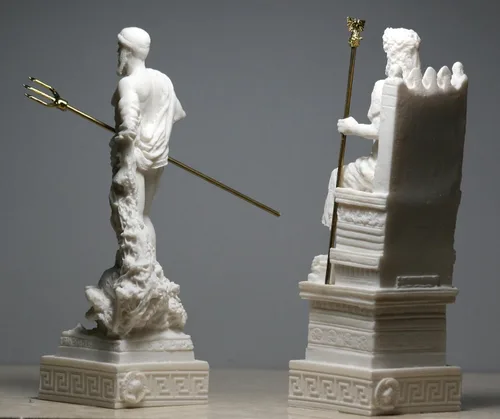 Miniatura 5 de Conjunto de escultura de estatua de Dios griego romano rey Zeus y Poseidón Alabastro