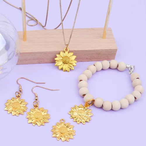 Miniatura 7 de BronaGrand 60pcs Sunflower Pendant Charms Alloy Sunflower Bead Charms Flower Charms Pendants Craft Supplies for DIY Jewelry Earrings Necklace Dorado
