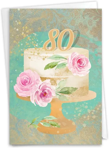 Miniatura 15 de NobleWorks - Tarjeta de cumpleaños número 80 divertida - Celebración de 80 años, tarjeta de humor de hito para abuelos, padres - Ecuación de edad 80