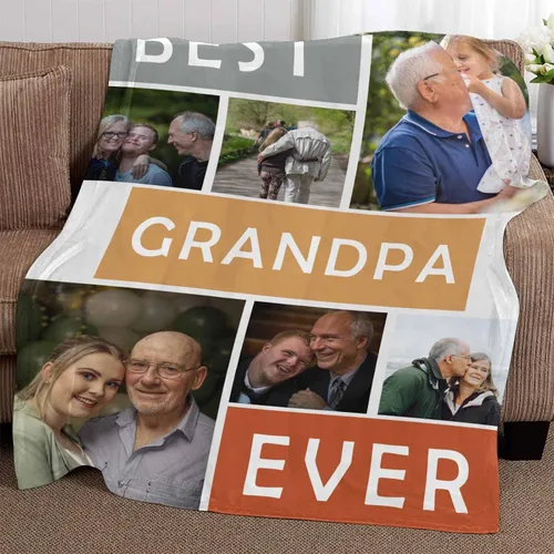 Miniatura 3 de Manta personalizada con fotos de collage para abuelos, mantas personalizadas con el mejor abuelo de todos los tiempos, cumpleaños, vacaciones
