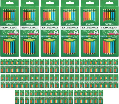 Miniatura 9 de Ticonderoga Lápices de madera, preafilados, #2 HB suaves, colores neón, 18