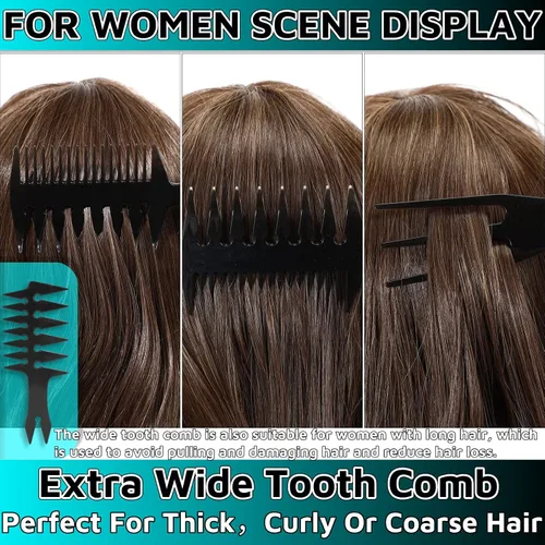 Miniatura 4 de HuGuWdy Peine de pelo extra ancho para hombre - Textura y volumen - Negro
