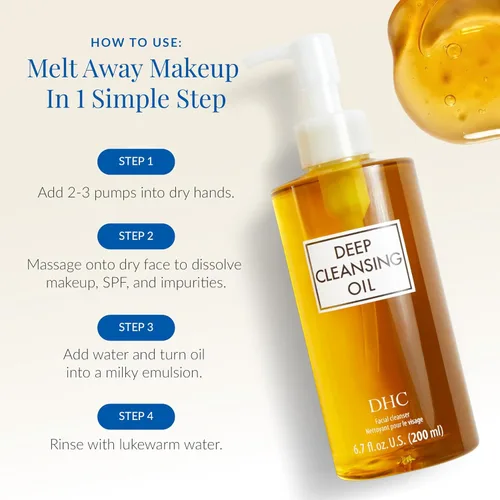 Miniatura 6 de DHC Aceite de Limpieza Profunda y Tamaño de Viaje, Aceite Limpiador Facial, Desmaquillante, Limpia sin Obstruir los Poros, Libre de Residuos, Sin
