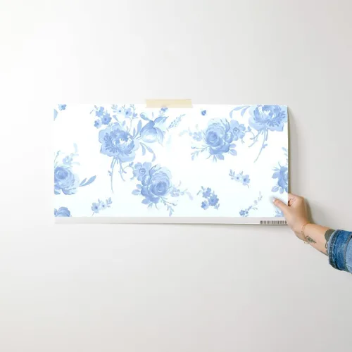 Miniatura 7 de Papel tapiz para despegar y pegar, romántico, floral, azul, blanco, shabby chic, flores descoloridas de primavera, papel tapiz extraíble