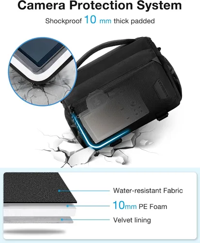 Miniatura 3 de BAGSMART Bolsa pequeña para fotógrafos, bolsas de hombro compactas para cámaras DSLR/SLR/SLR/sin espejo, funda cruzada impermeable para cámara