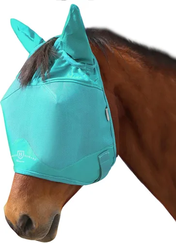 Miniatura 4 de Harrison Howard Telas multifunción a prueba de rayos UV, acolchado de vellón grueso, máscara de mosca de caballo, media cara con orejas, caballo