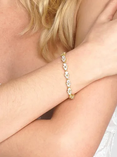Miniatura 4 de Mariell Pulsera de tenis de cristal de circonita cúbica dorada para boda y novia, regalo de joyería para mujeres, novias, madre de la novia, 7 14