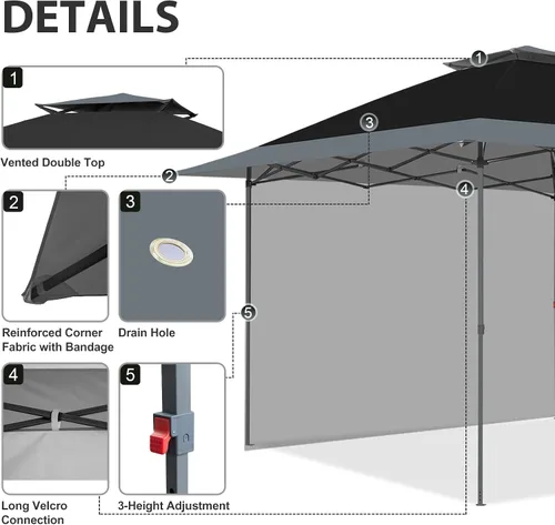 Miniatura 4 de Eagle Peak Tienda de campaña desplegable de 13 x 13 pies con una pared, toldo instantáneo fácil de montar, refugio plegable con una cortina