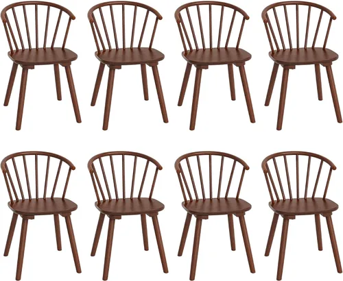 Miniatura 9 de LUE BONA Juego de 4 Sillas de Comedor Negras, Sillas de Comedor de Madera Estilo Granja con Respaldo Semicircular, Silla de Comedor de Husillo