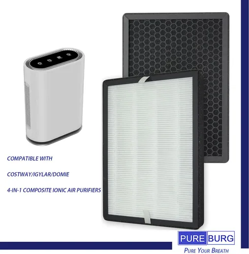 Miniatura 2 de PUREBURG Filtro de repuesto compatible con COSTWAY IGYLAR Domie 4 en 1 purificadores de aire iónico compuesto, filtración de carbón activado HEPA