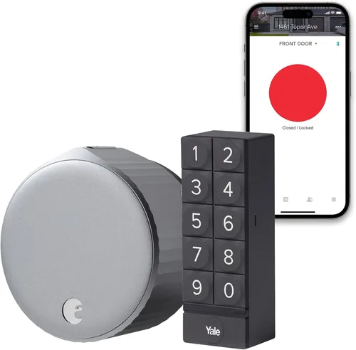 Miniatura 9 de August Home Cerradura inteligente Wi-Fi negra mate y teclado inteligente, cerradura de puerta sin llave para puerta de entrada delantera, ideal