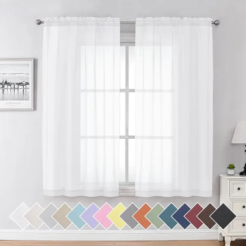 Miniatura 95 de Aiyufeng 2 paneles de cenefa transparente negra de 14 pulgadas de largo, cortinas cortas negras transparentes para dormitorio, cortinas de cocina