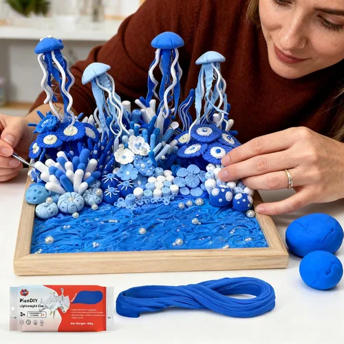 Miniatura 2 de Arcilla ligera - Arcilla de secado al aire, ultra ligera y suave, segura y no tóxica, moldeable y flexible, arcilla de modelado DIY para figuras