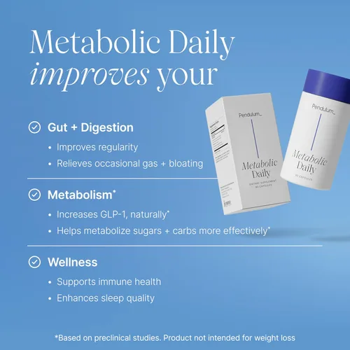 Miniatura 3 de Pendulum Metabolic Daily - Mezcla patentada de Akkeramansia, Anaerobutyricum, Clostridium y más para mejorar el metabolismo del azúcar