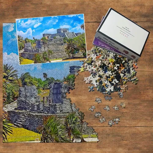 Miniatura 3 de México - Rompecabezas de 1000 piezas México Tulum Ruinas Mayas Cancún Puzzle Viaje Recuerdo Madera