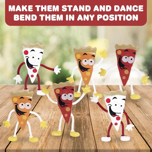 Miniatura 5 de ArtCreativity Figuras de pizza flexibles, paquete de 12 juguetes para ansiedad para niños, divertidos recuerdos de fiesta de pizza, rellenos