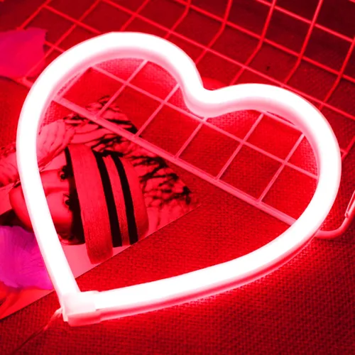 Miniatura 6 de Letrero de neón con forma de corazón, luz blanca fría, funciona con pilas o USB, luz de neón LED para fiesta, bonita decoración del día de San