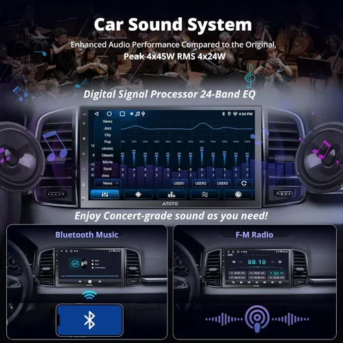 Miniatura 5 de ATOTO A5L - Estéreo de coche doble DIN Android de 7 pulgadas, radio de coche con Wi-Fi/Bluetooth/USB, CarPlay inalámbrico y Android Auto