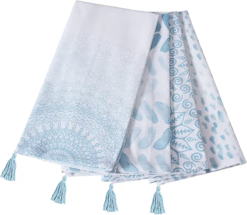 Miniatura 8 de ACCENTHOME Juego de 4 toallas de cocina de algodón, juego de toallas absorbentes para cocina, paños de cocina, toallas de bar, toallas de cocina